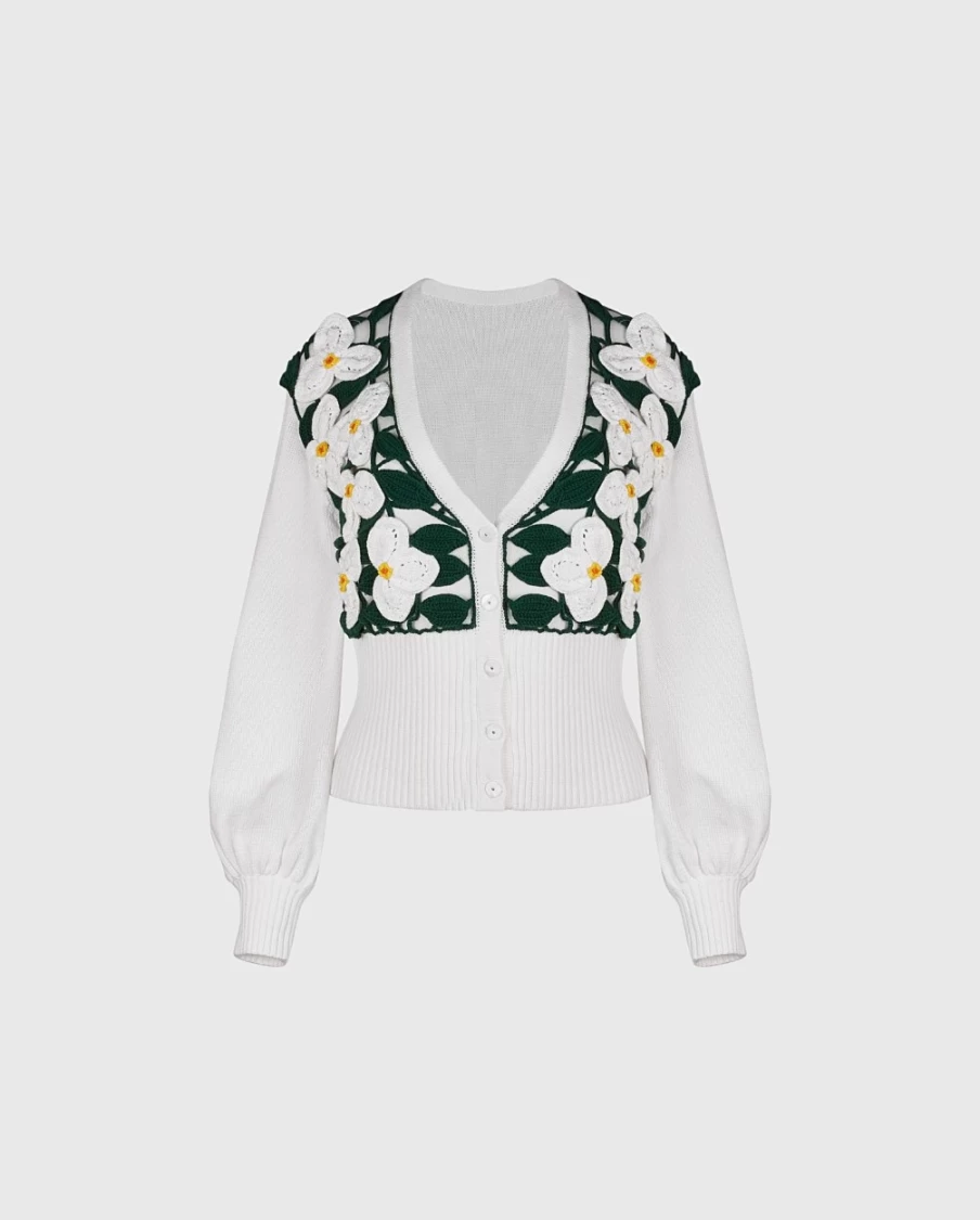 Anne Fontaine White Sauge Cardigan - Elegant Knitwear for Women