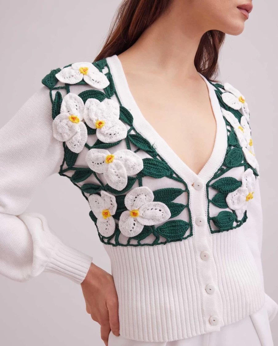Anne Fontaine White Sauge Cardigan - Elegant Knitwear for Women