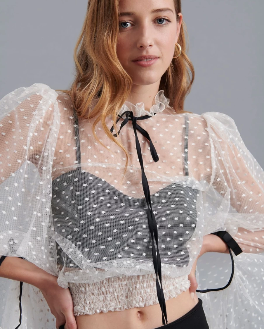 Anne Fontaine Fairlight Blouse - Elegant Black & White Women's Top
