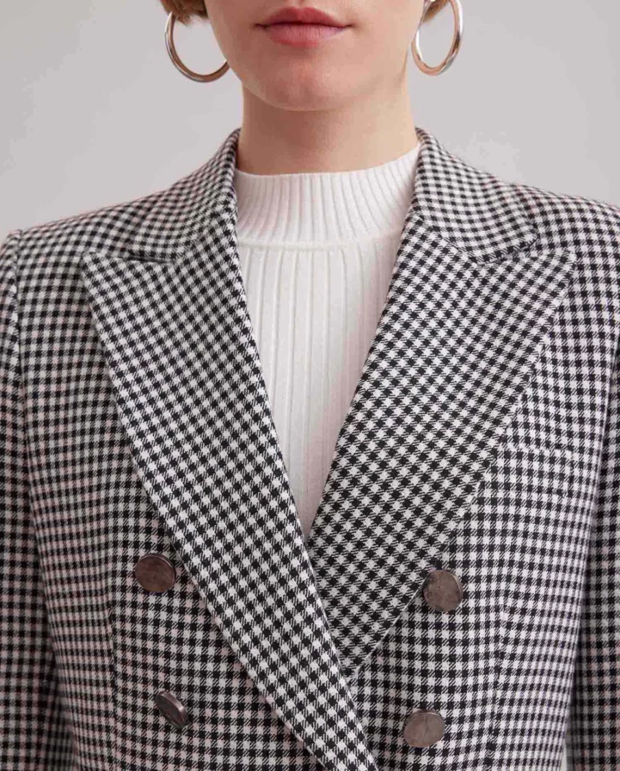 Anne Fontaine Black & White Chess Pattern Blazer for Women