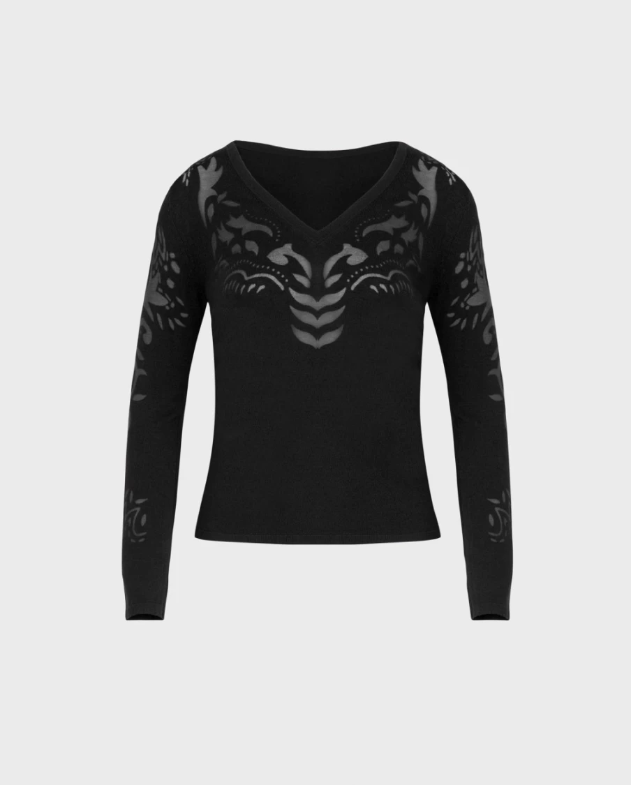 Anne Fontaine Black Larrosa Top Women's Elegant Blouse