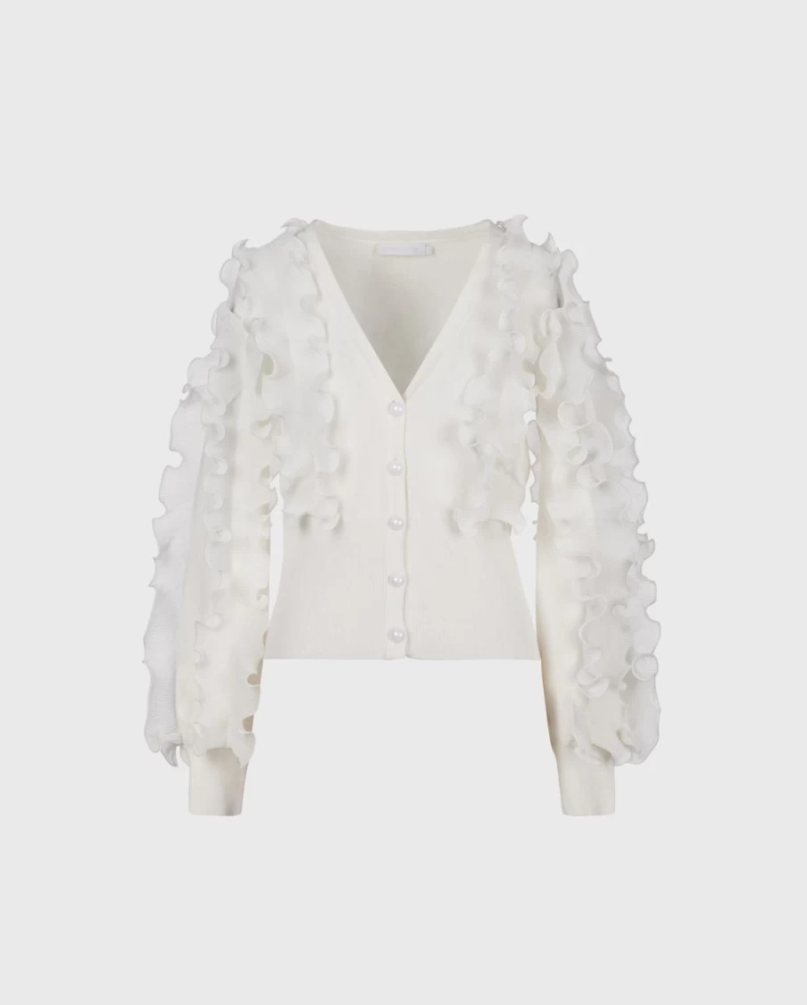 Anne Fontaine White Celine Cardigan Women's Elegant Knit Sweater