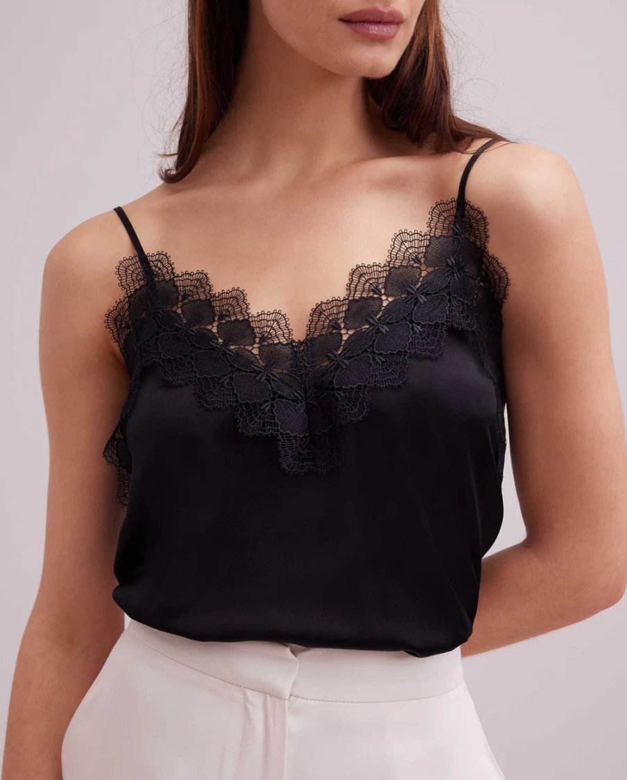 Anne Fontaine Black Agave Top Women's Elegant Blouse
