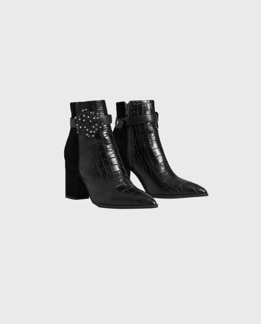 Anne Fontaine Black Crocodile Leather Jason Boots
