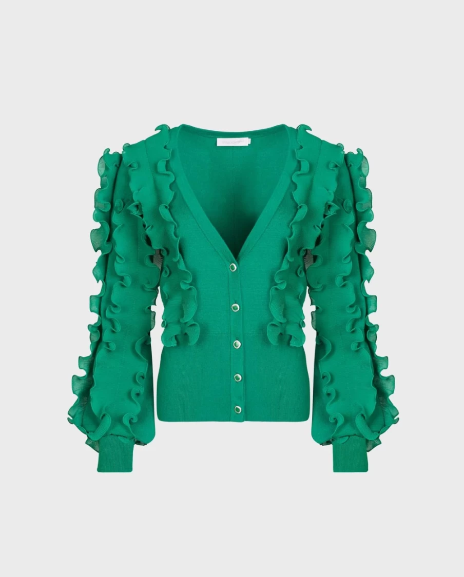 Anne Fontaine Green Celine Cardigan Women's Knit Sweater