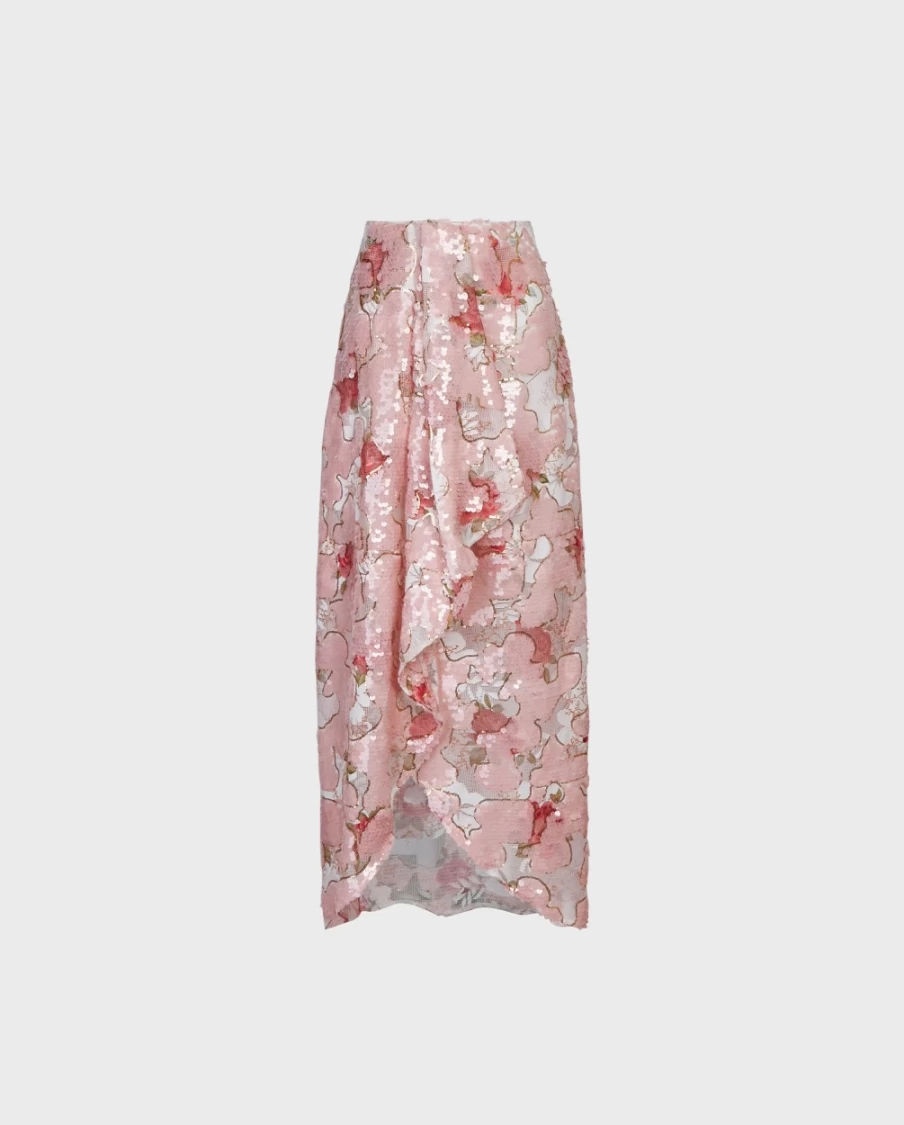 Anne Fontaine Pink Anis Skirt - Women's Elegant Flared Midi Skirt