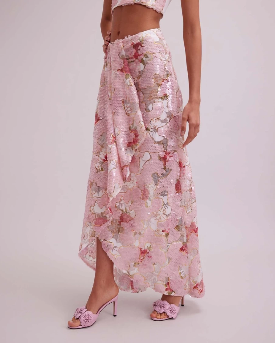 Anne Fontaine Pink Anis Skirt - Women's Elegant Flared Midi Skirt