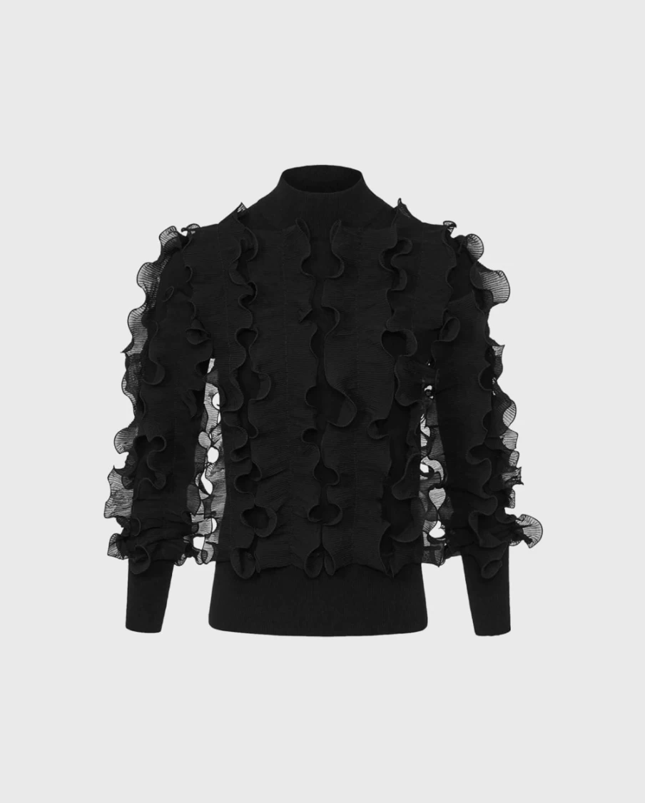 Anne Fontaine Black Sidaline Sweater - Elegant Women's Knitwear