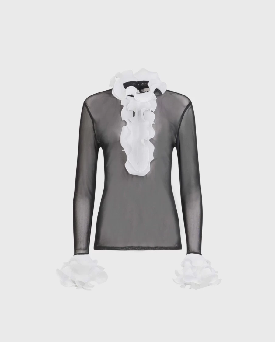 Anne Fontaine Black & White Shadow Blouse – Elegant Contrast Top