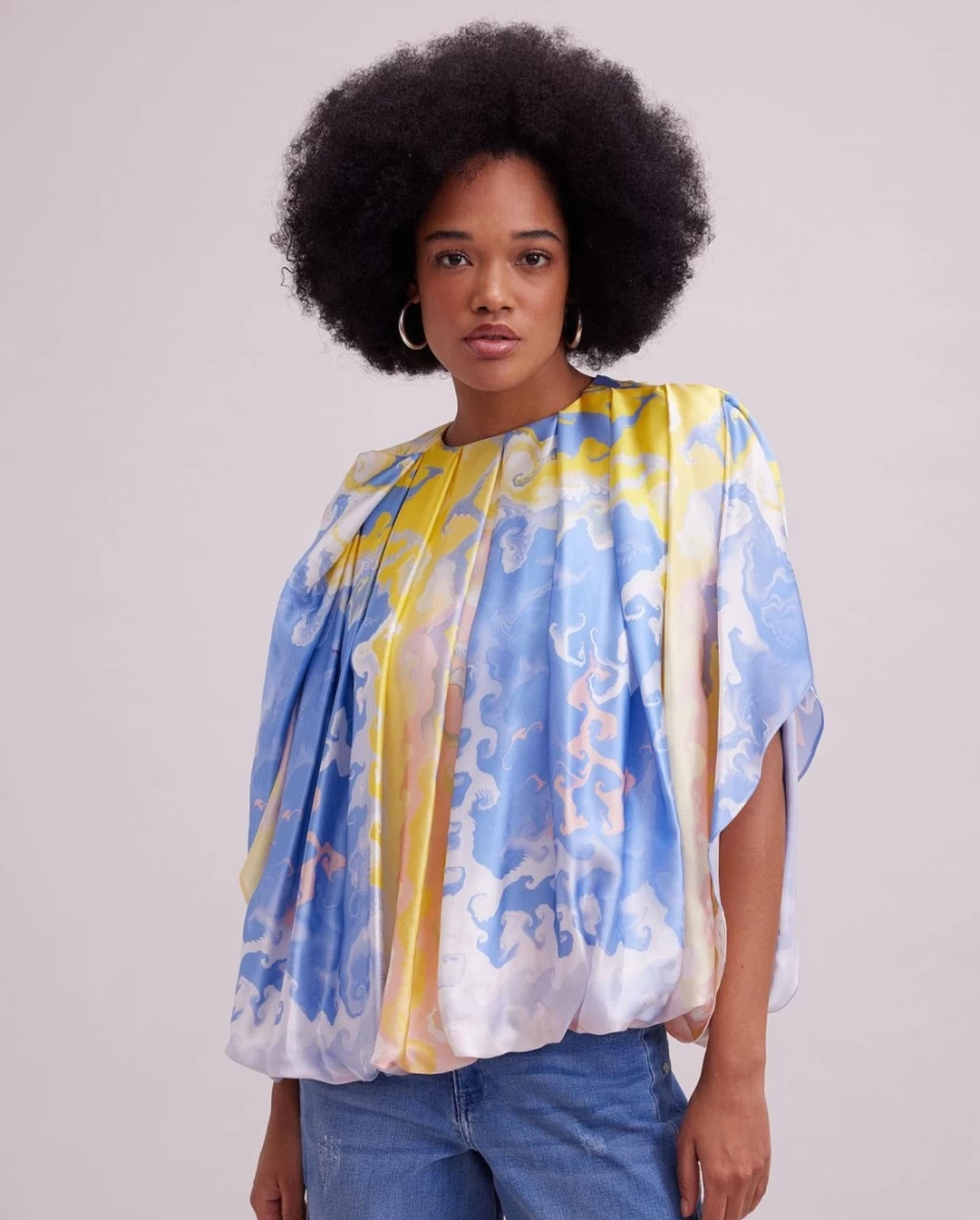 Anne Fontaine Sky Blue Aquarelle Blouse for Women | Elegant French Fashion Top